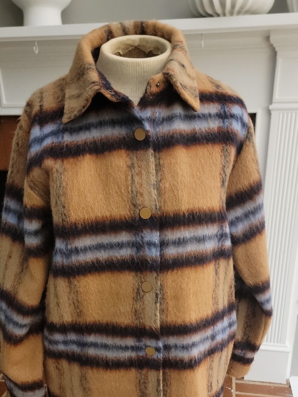 Steve Madden Tan and Blue Plaid Jacket - Picture 2 of 8